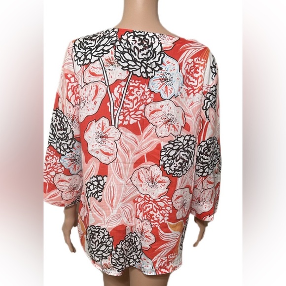 Christian Berg Woman Blouse M Floral Tie Side Pure Linen Multicolor - Picture 6 of 11